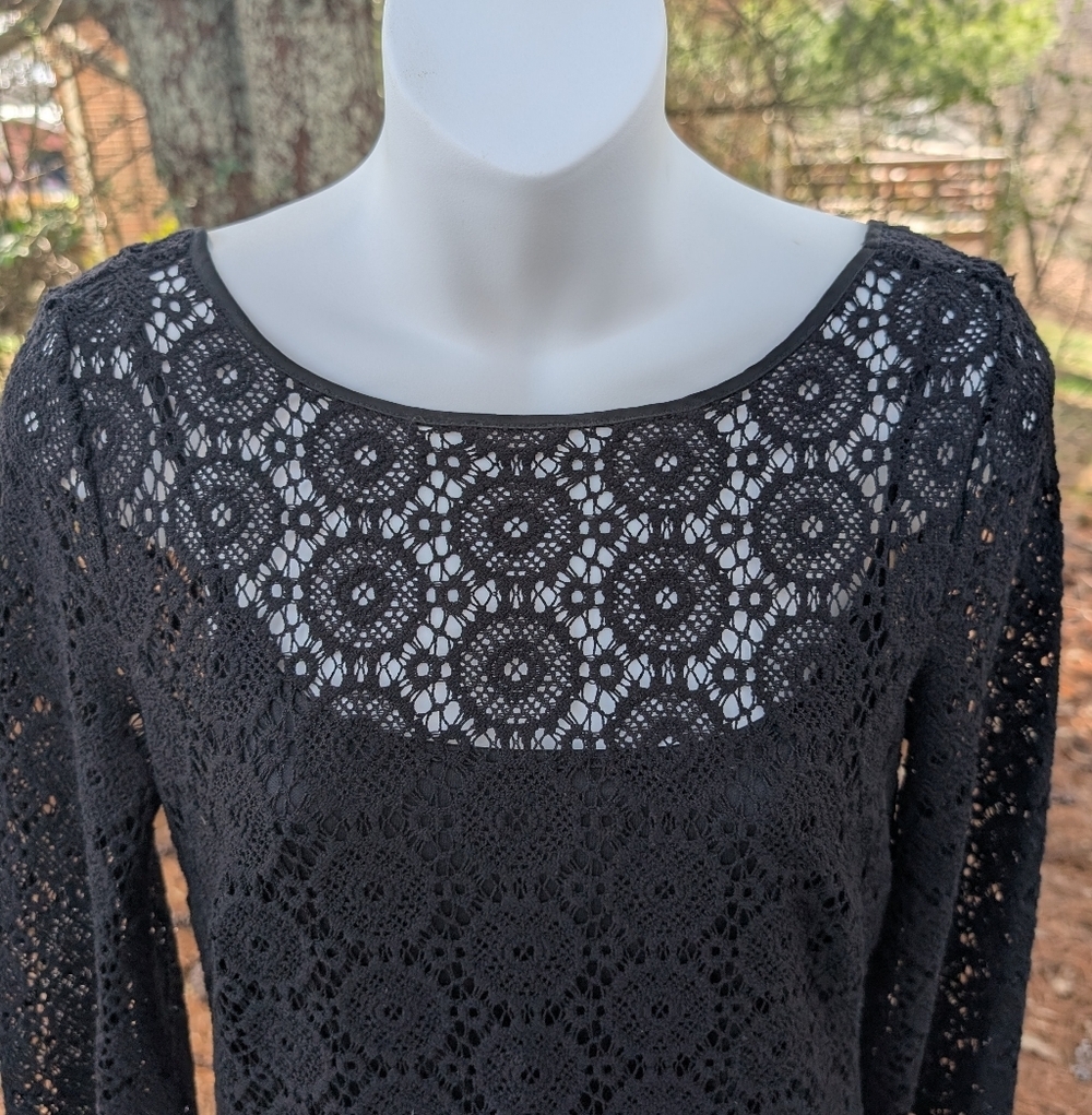 Lilly Pulitzer Topanga Black Crochet Knit Lace Mini Dress Women's Small - Picture 7 of 10